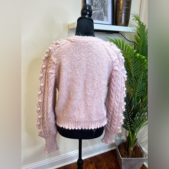 BLOGGER FAV ZARA Pom Pom Knit Wool Alpaca Sweater Cardigan w/ Rhinestone Button - Picture 10 of 12